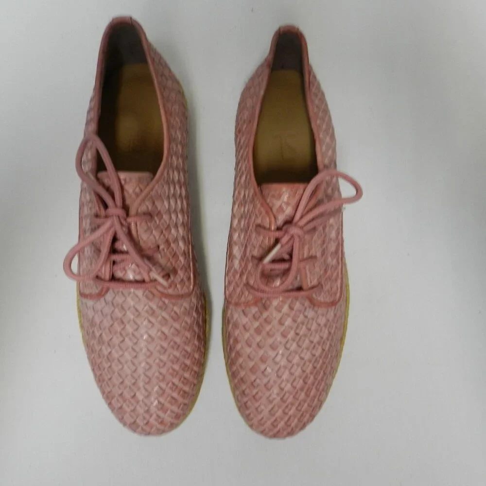 TS Woven Leather brogue oxford lace up shoes Eva sole straw trim NEW Size Sz 7